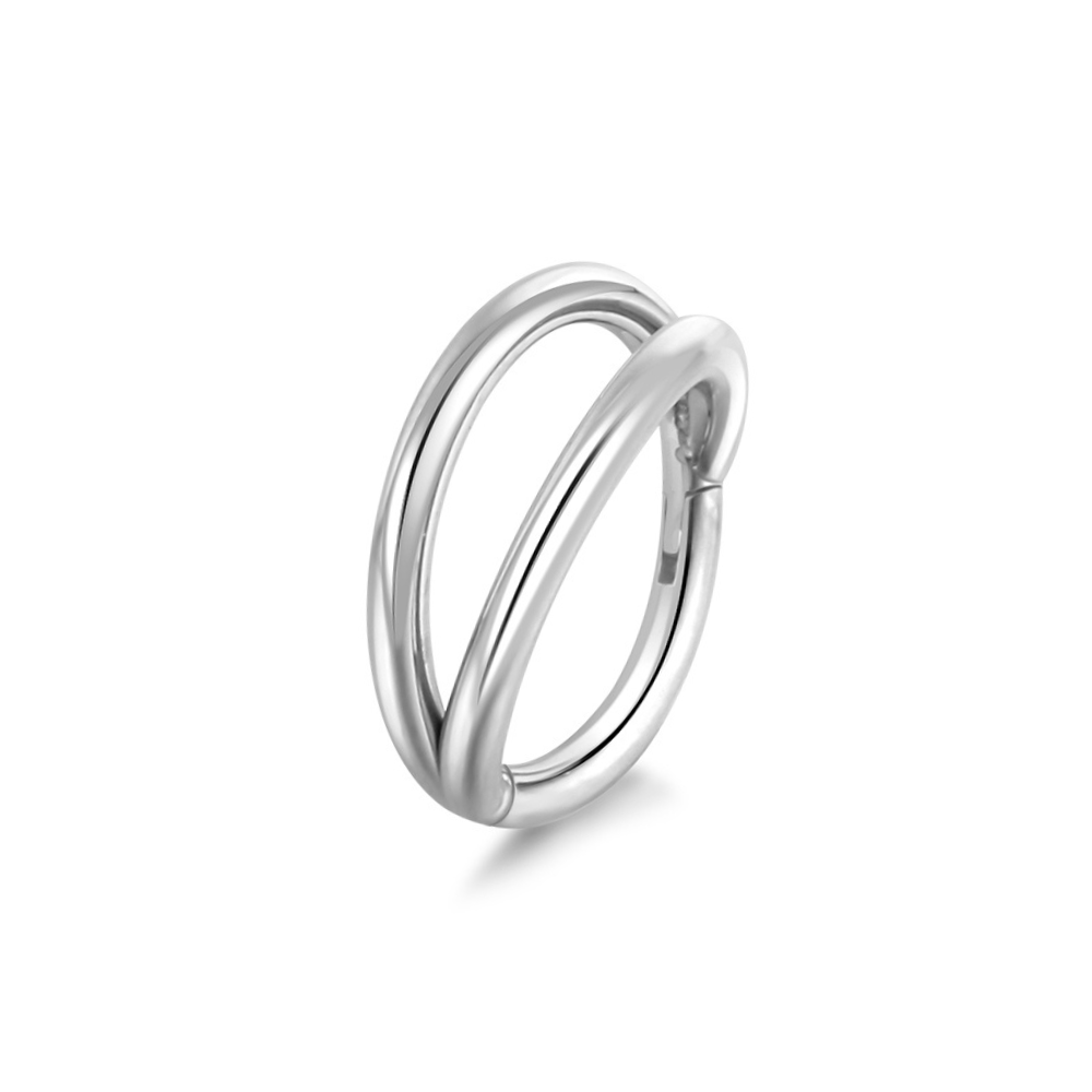 Double Illusion Clicker Hoop Silver - 8-10mm