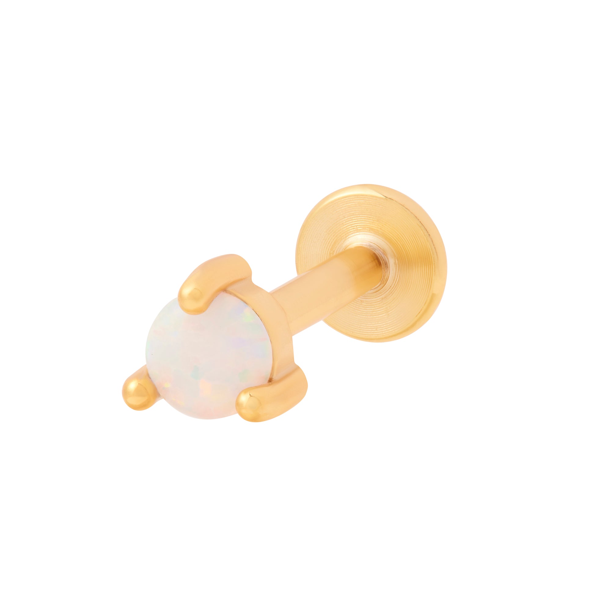 Opal Flat Back Labret Stud - Gold