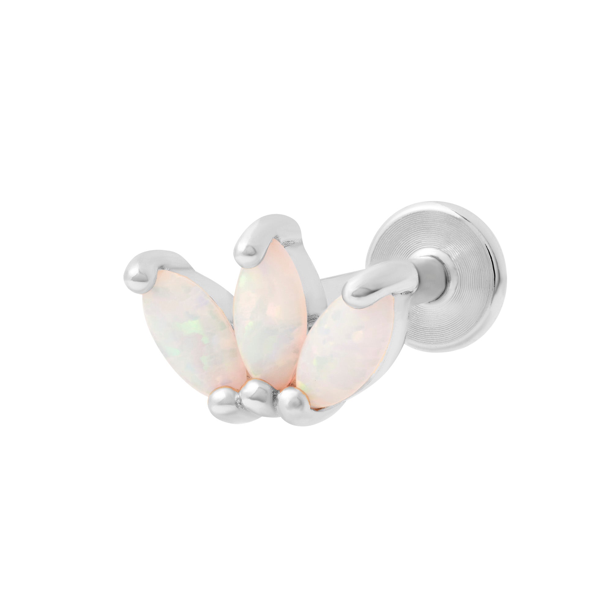 Opal Fan Labret Stud 6mm - Silver