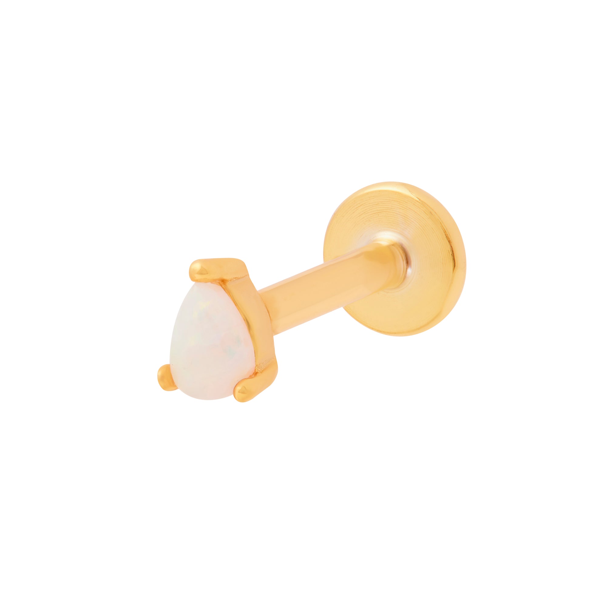 Opal Teardrop Labret Stud 8mm - Gold