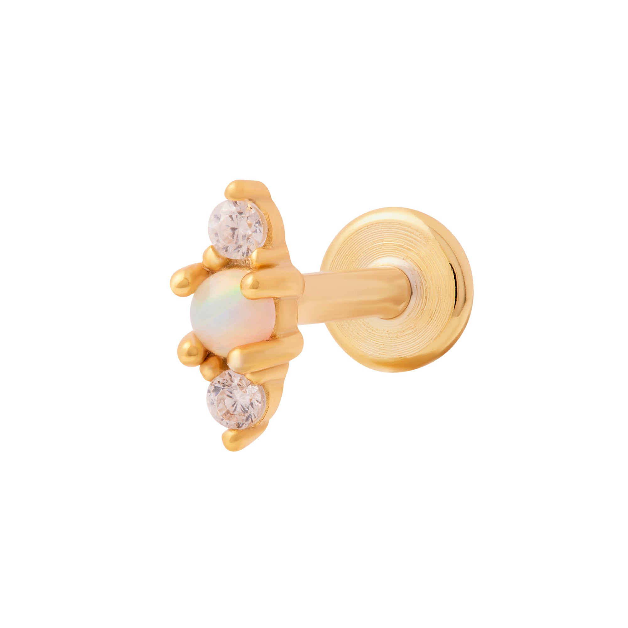 Mystic Opal Flat Back Labret Stud - Gold