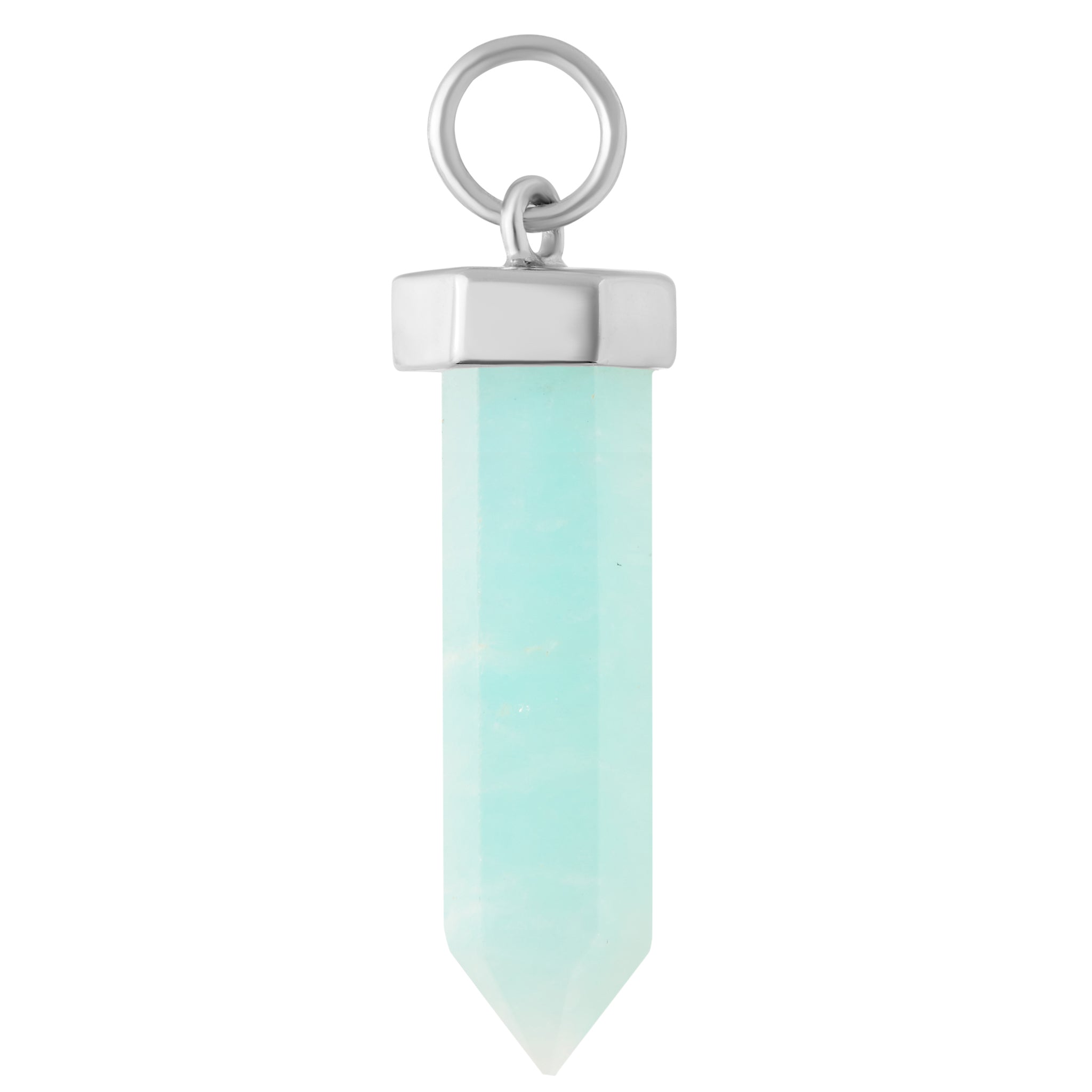 Amazonite Tower Crystal Charm - Silver