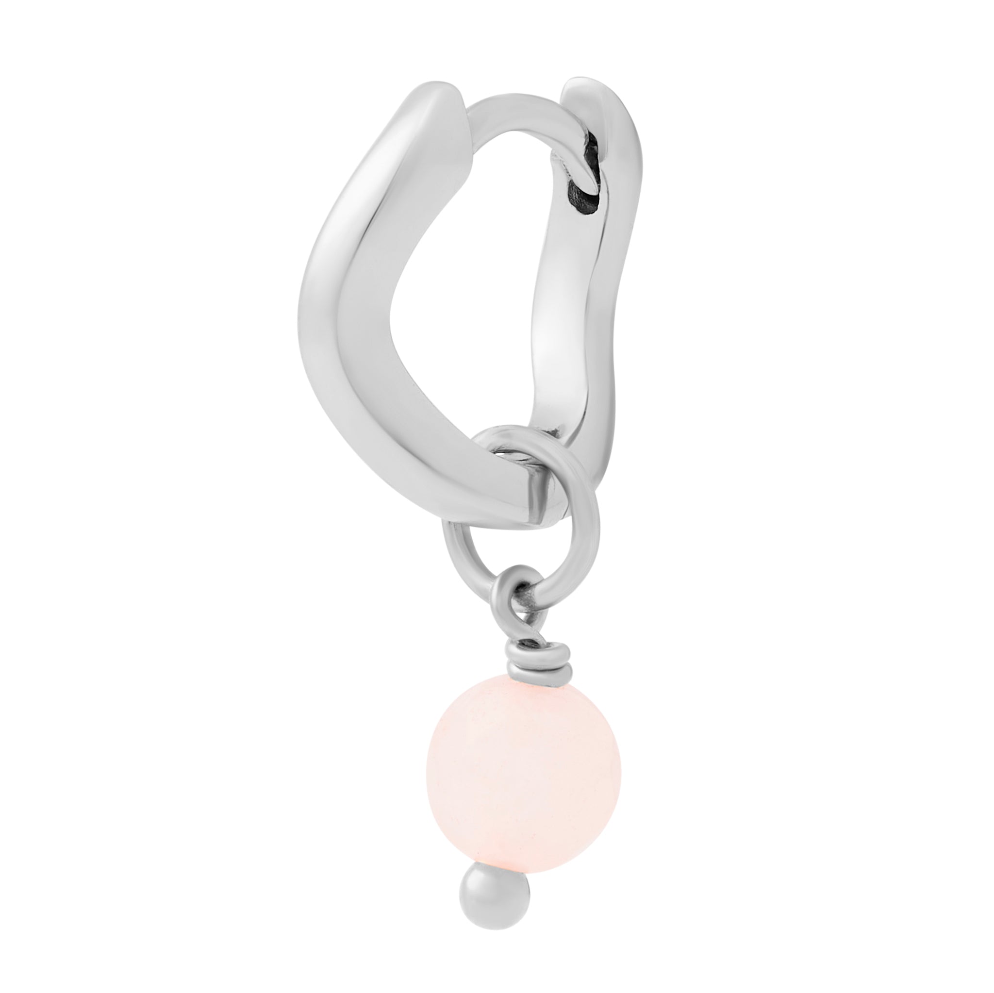 Rose Quartz Sphere Crystal Charm - Silver