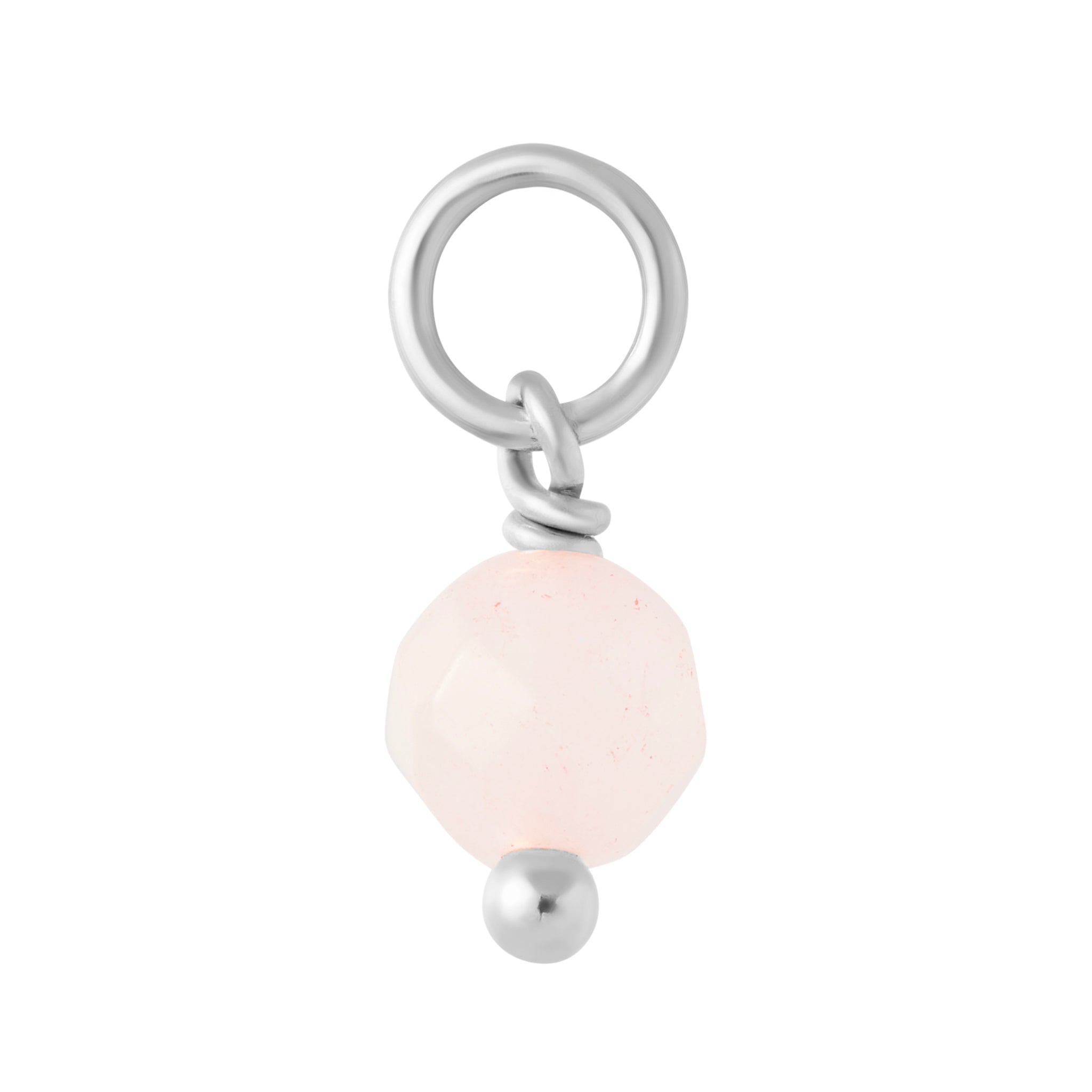 Rose Quartz Sphere Crystal Charm - Silver
