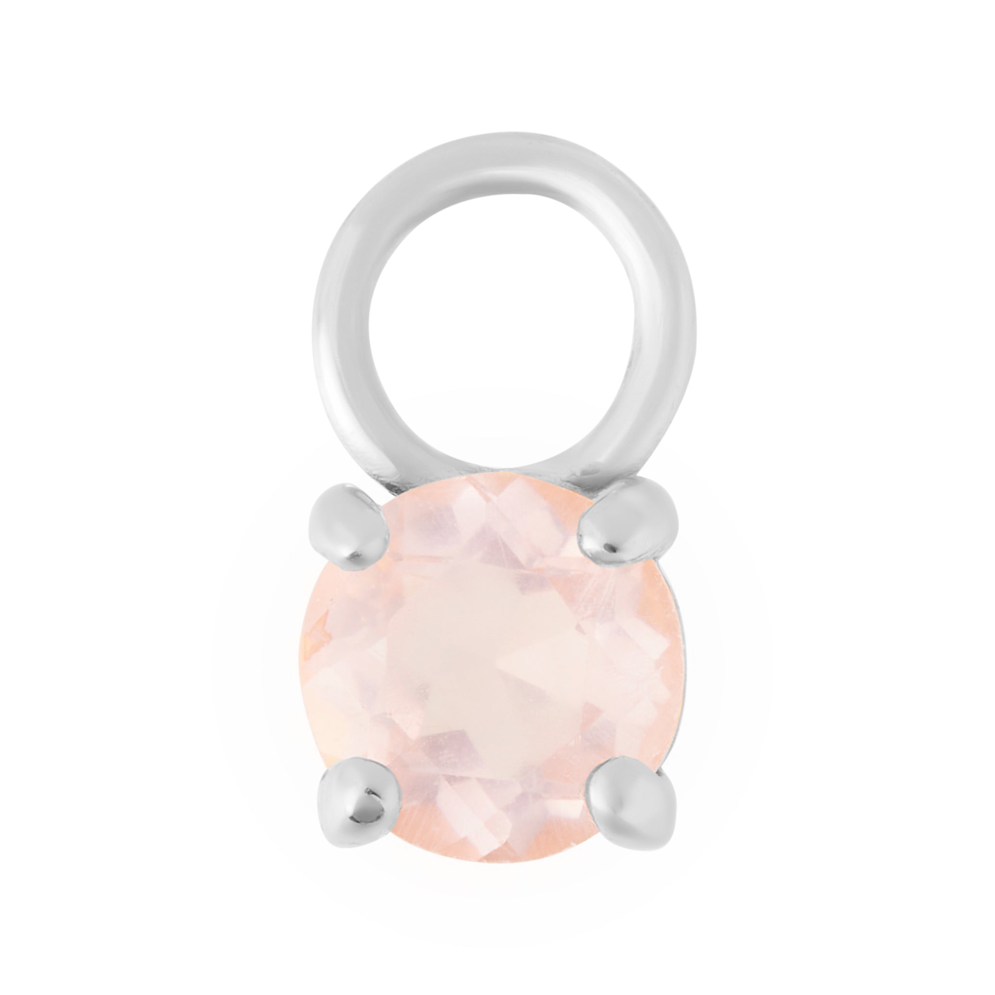 Rose Quartz Pendant Crystal Charm - Silver