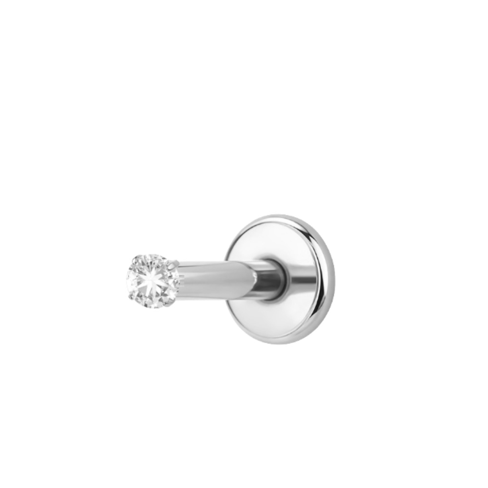 Air Set Crystal Flat Back Labret Silver