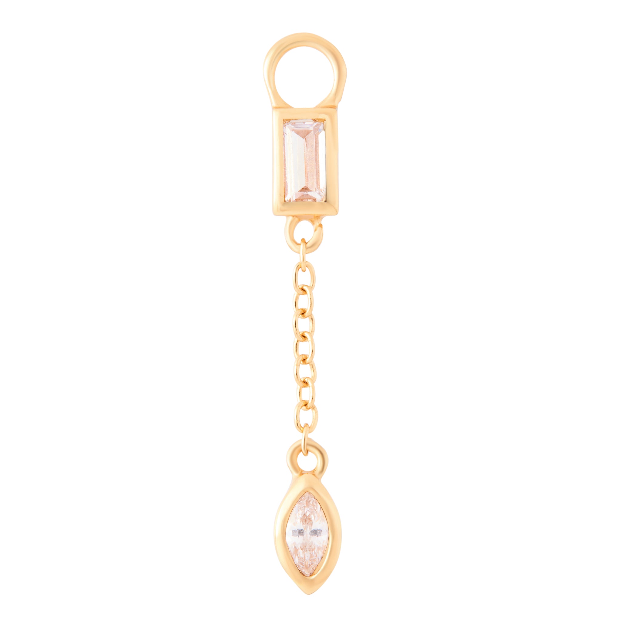Crystal Drop Chain Charm - Gold