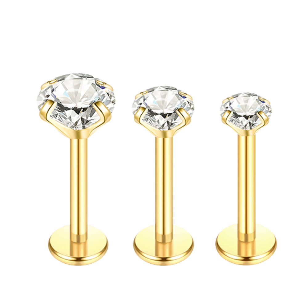 Crystal Labret Flat Back Stud Gold - 6mm