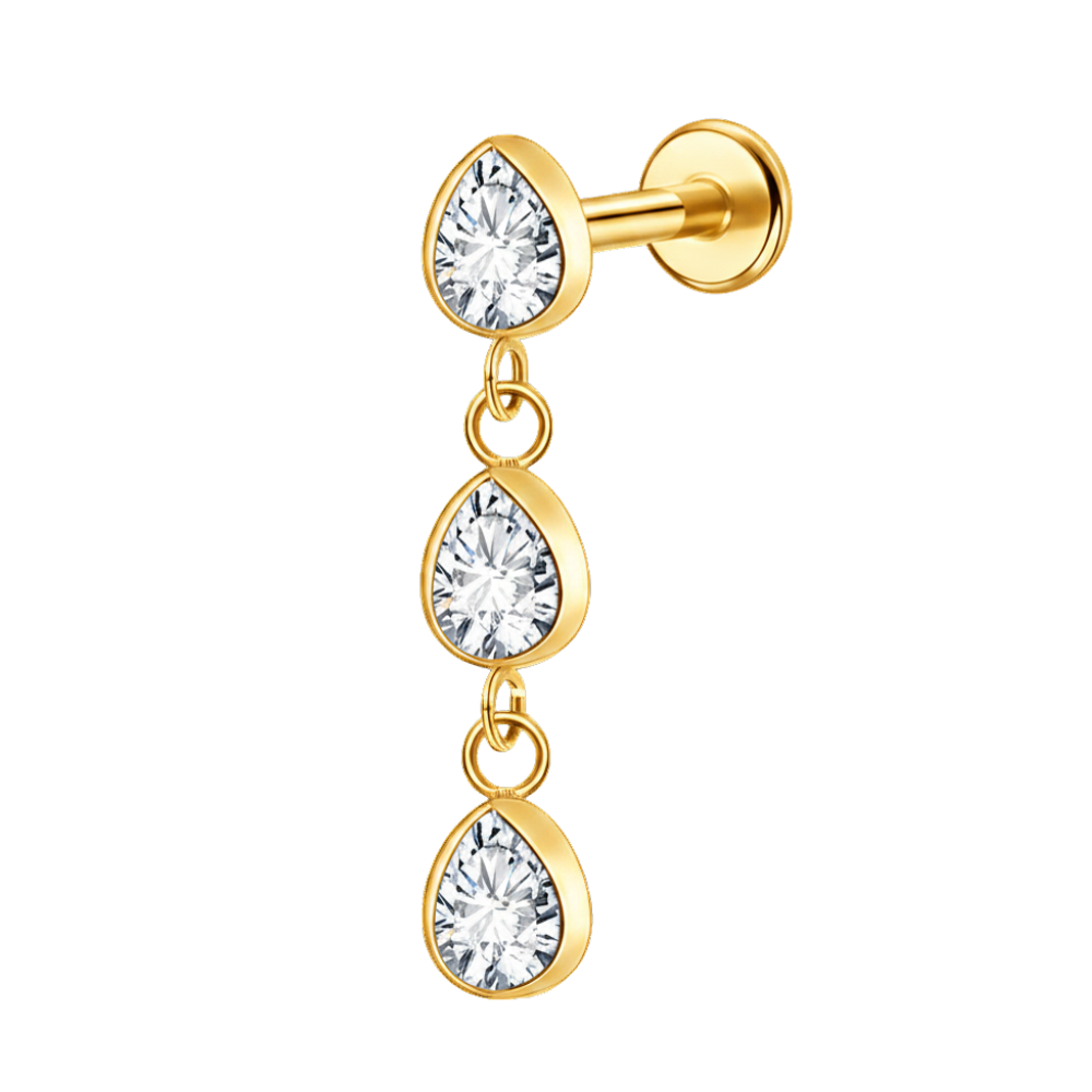 Sparkle Drop Flat Back Labret Silver
