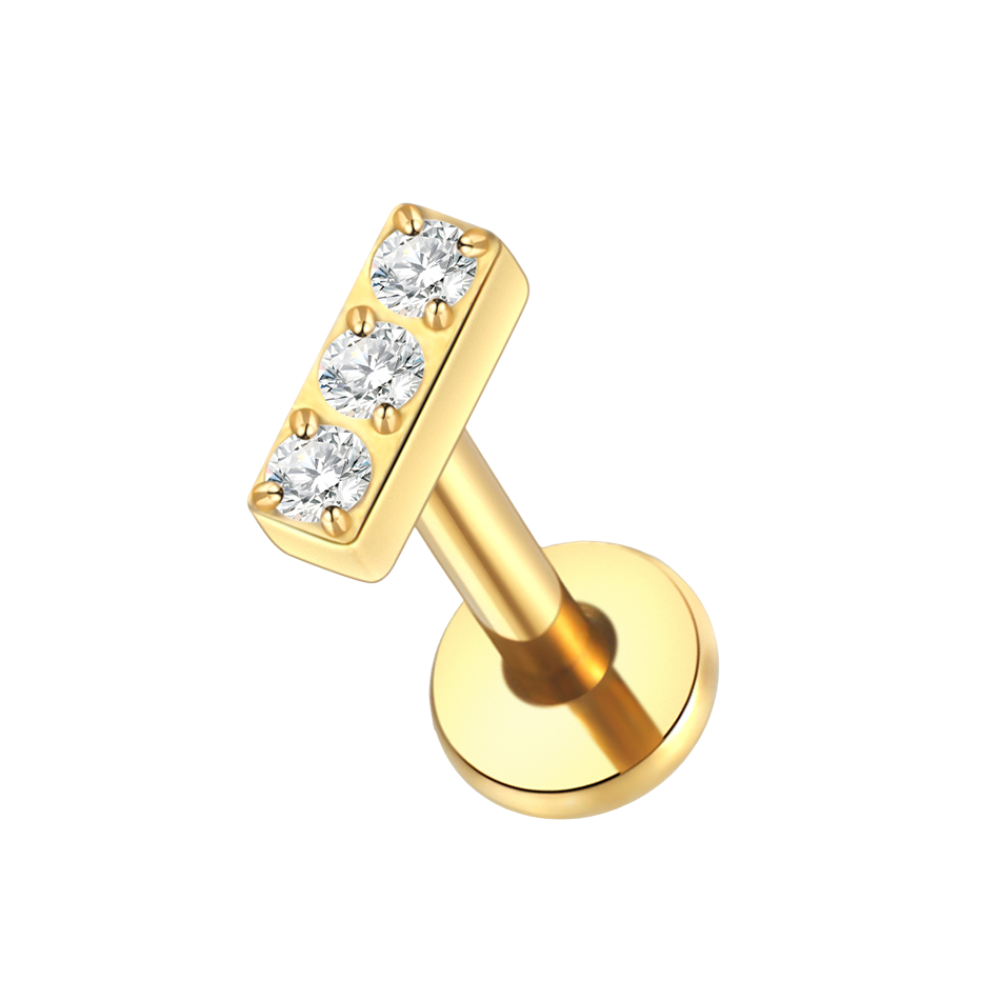 Pavè Bar Flatback Labret Stud Gold