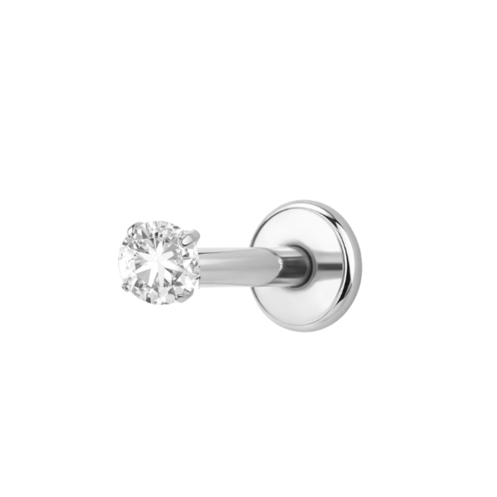 Air Set Crystal Flat Back Labret Silver