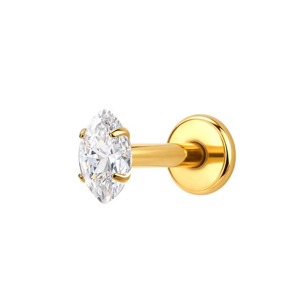 Air Set Marquise Crystal Flat Back Labret Gold