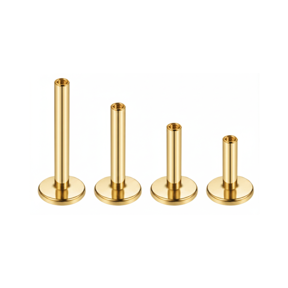 Internally Threaded Labret Flat Back Post Gold