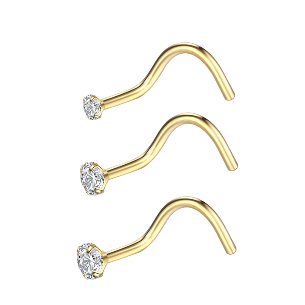 Sparkle Nose L-Stud Gold (18G)