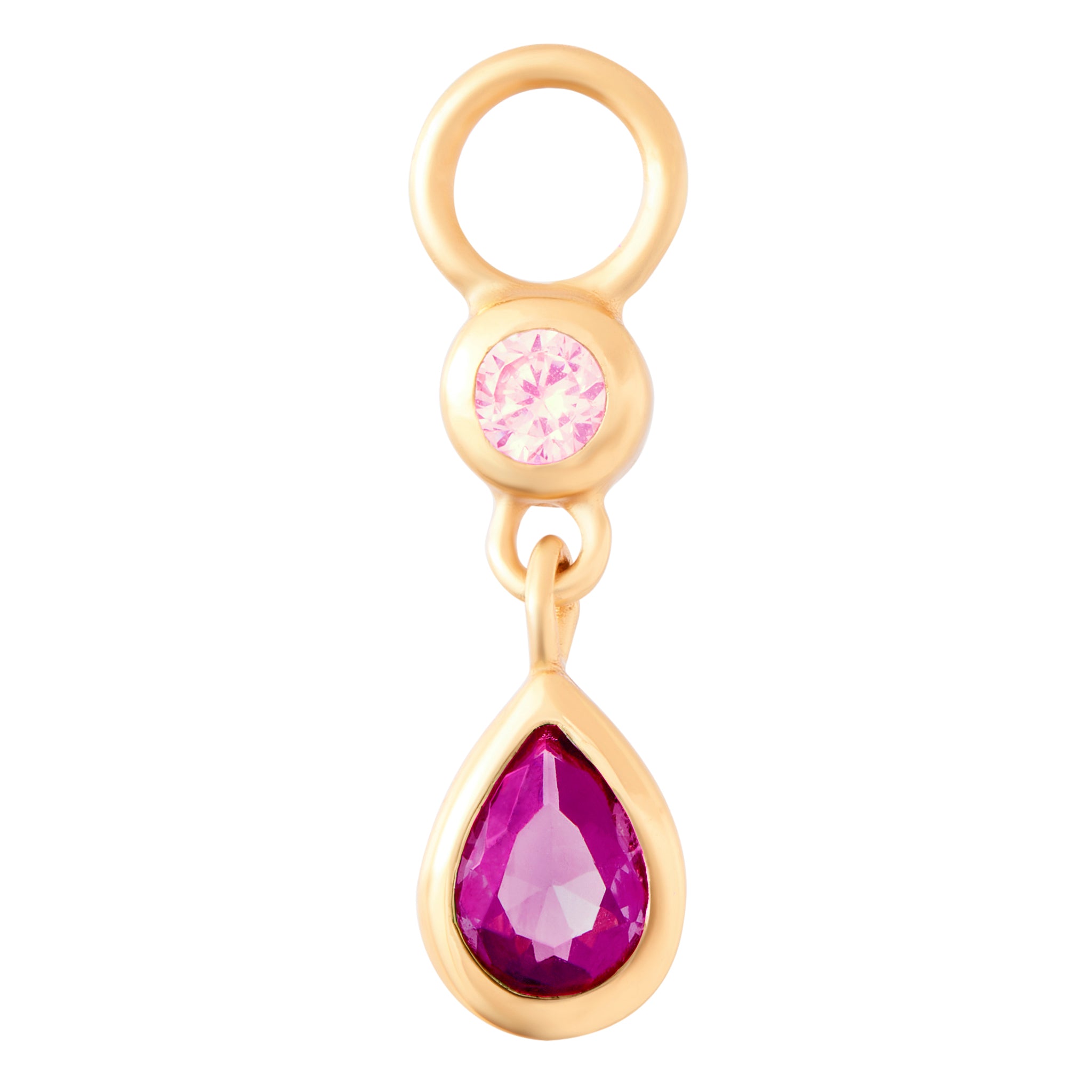 Pink Ombre Teardrop Charm - Gold