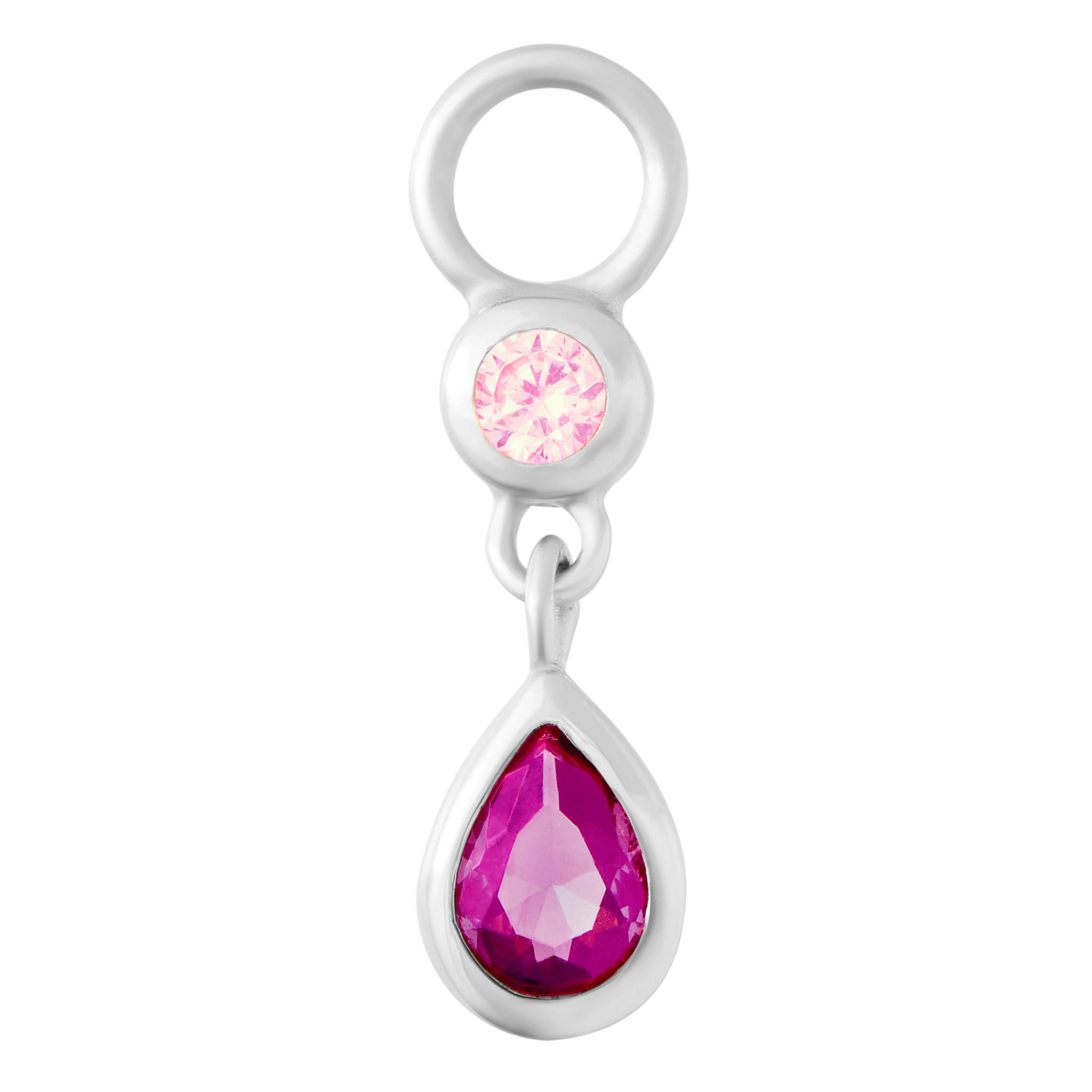 Pink Ombre Teardrop Charm - Silver