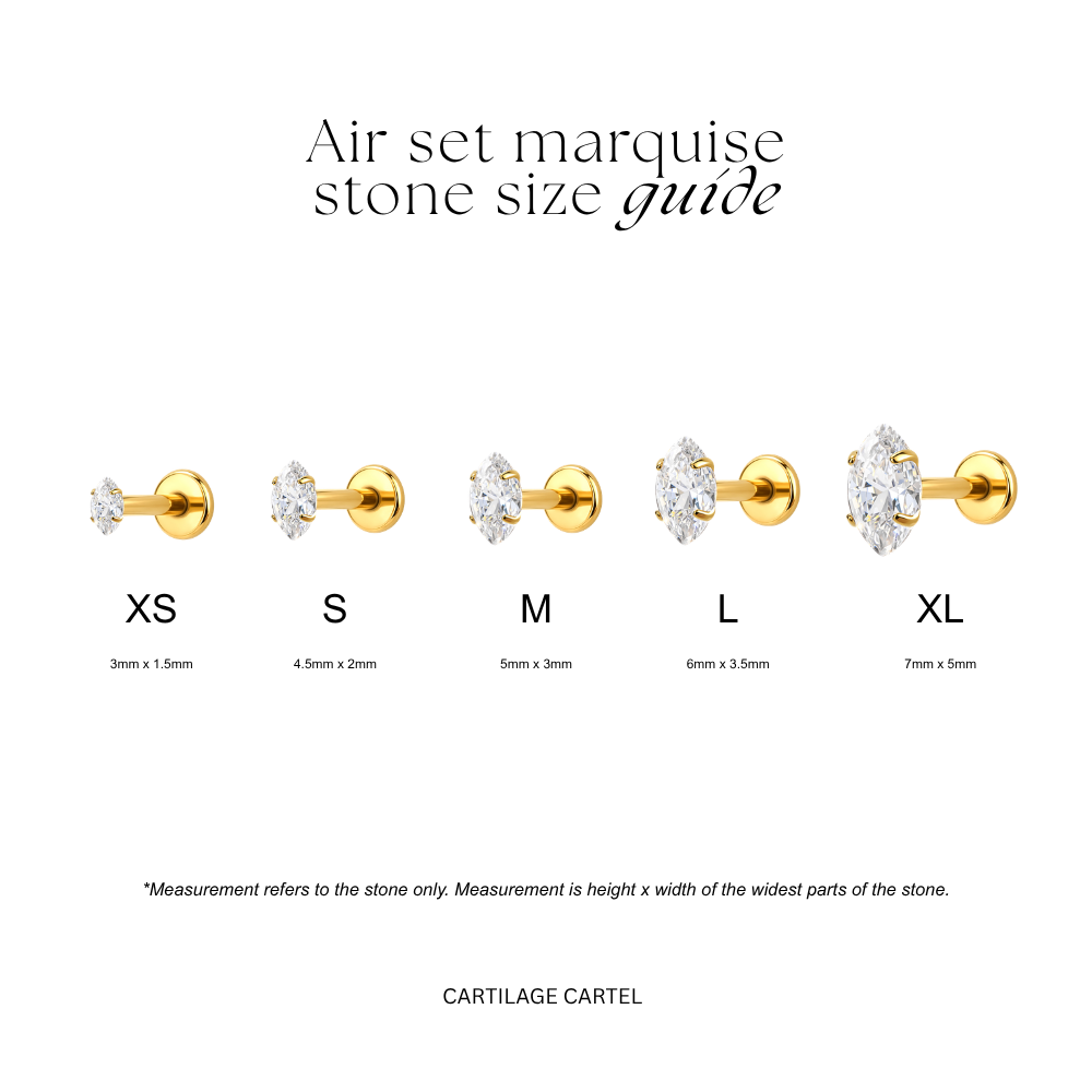 Air Set Marquise Crystal Flat Back Labret Gold