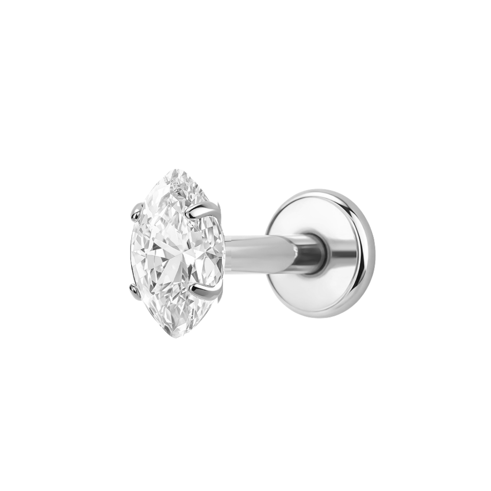 Air Set Marquise Crystal Flat Back Labret Silver