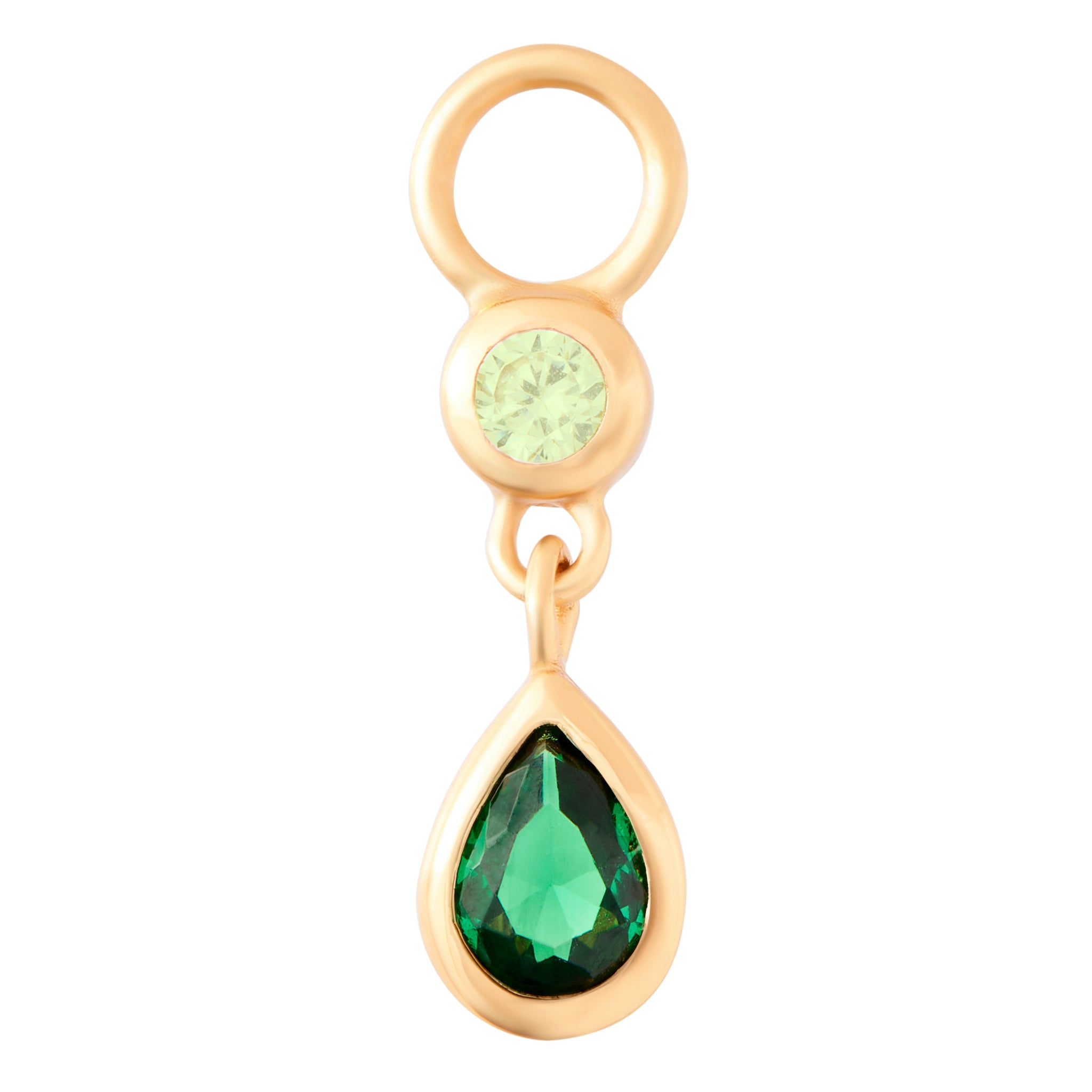 Green Ombre Teardrop Charm - Gold