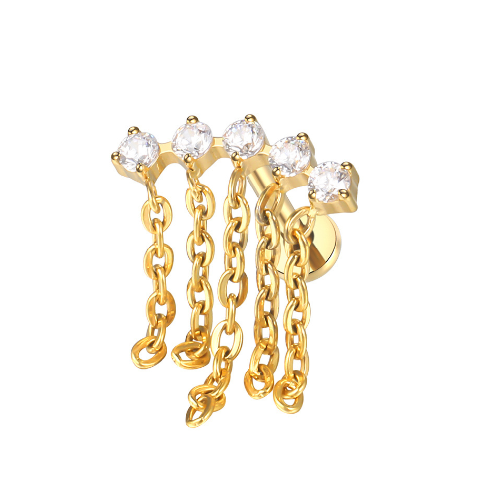 Waterfall Flat Back Stud Gold