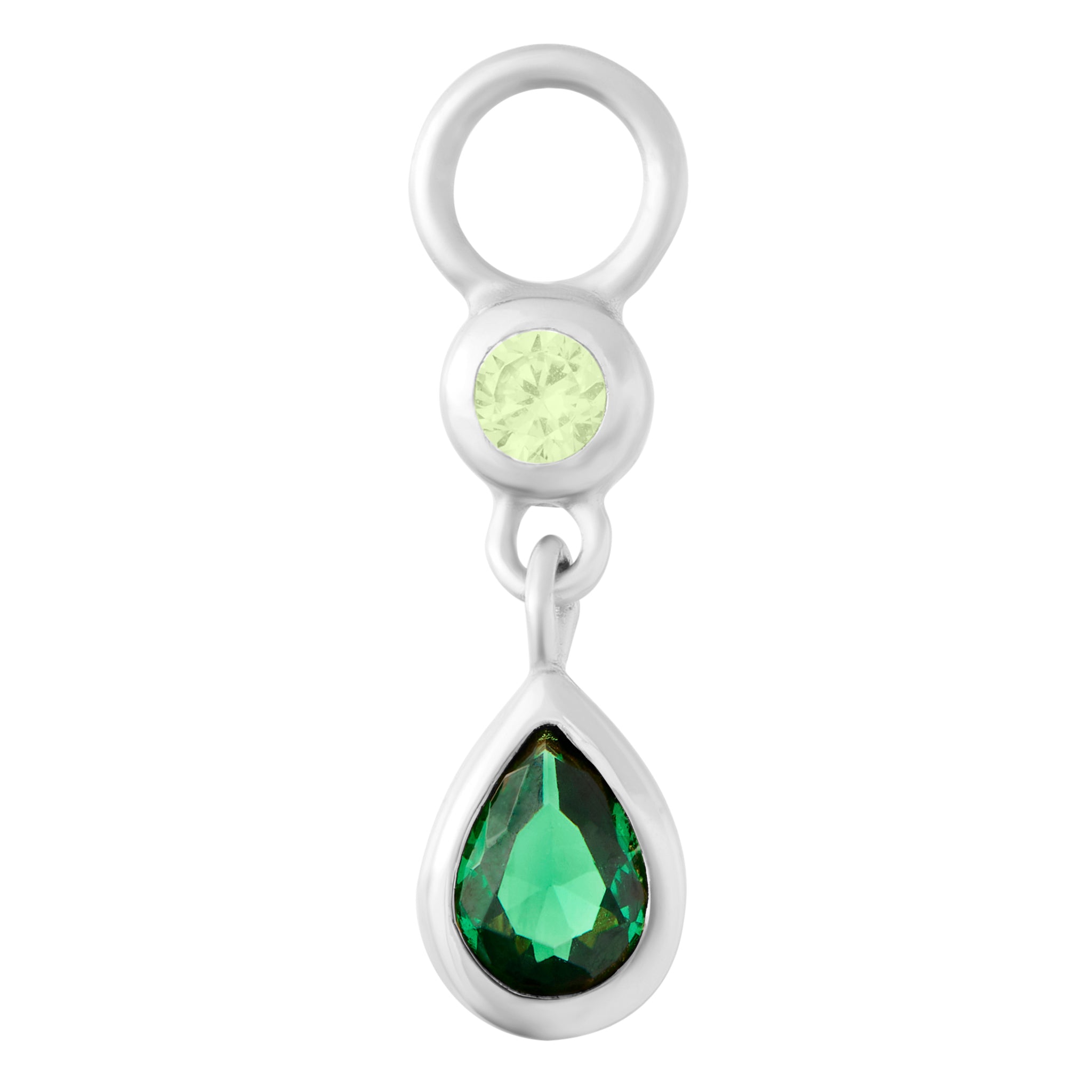 Green Ombre Teardrop Charm - Silver