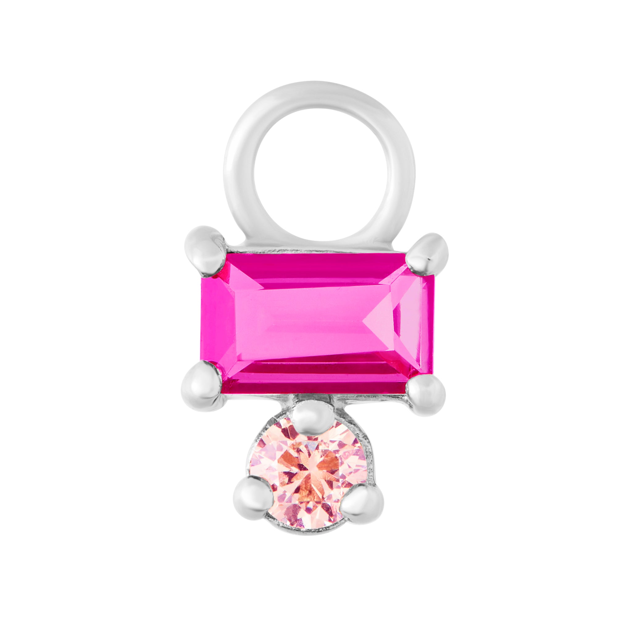 Pink Ombre Baguette Charm - Silver
