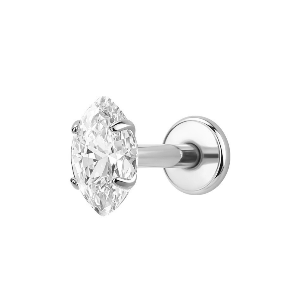 Air Set Marquise Crystal Flat Back Labret Silver
