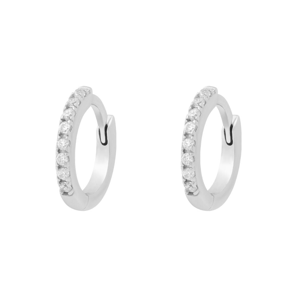 Ultra Skinny Pavè Huggies Silver