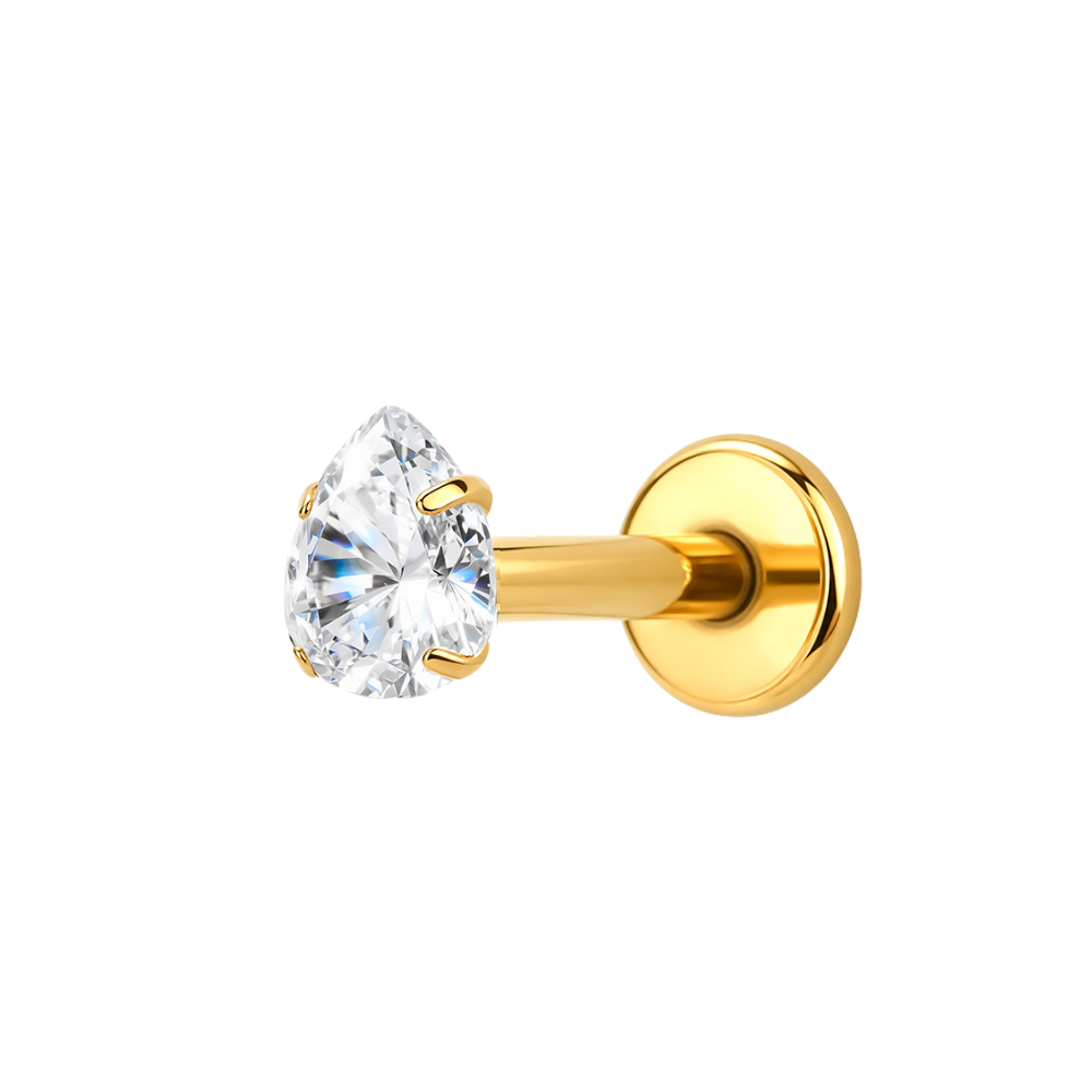 Air Set Pear Crystal Flat Back Labret Gold