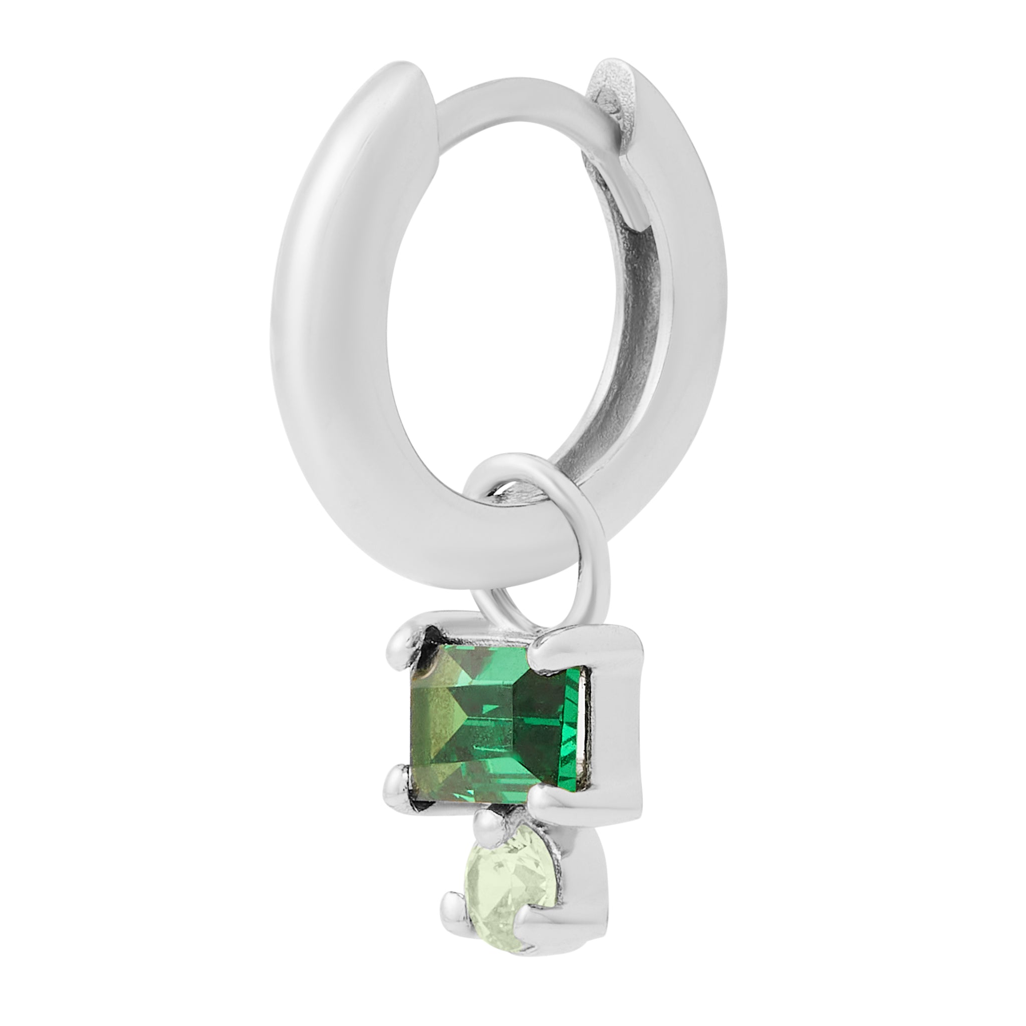 Green Ombre Baguette Charm - Silver
