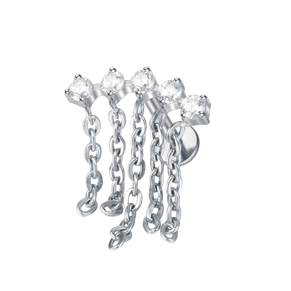 Waterfall Flat Back Stud Silver