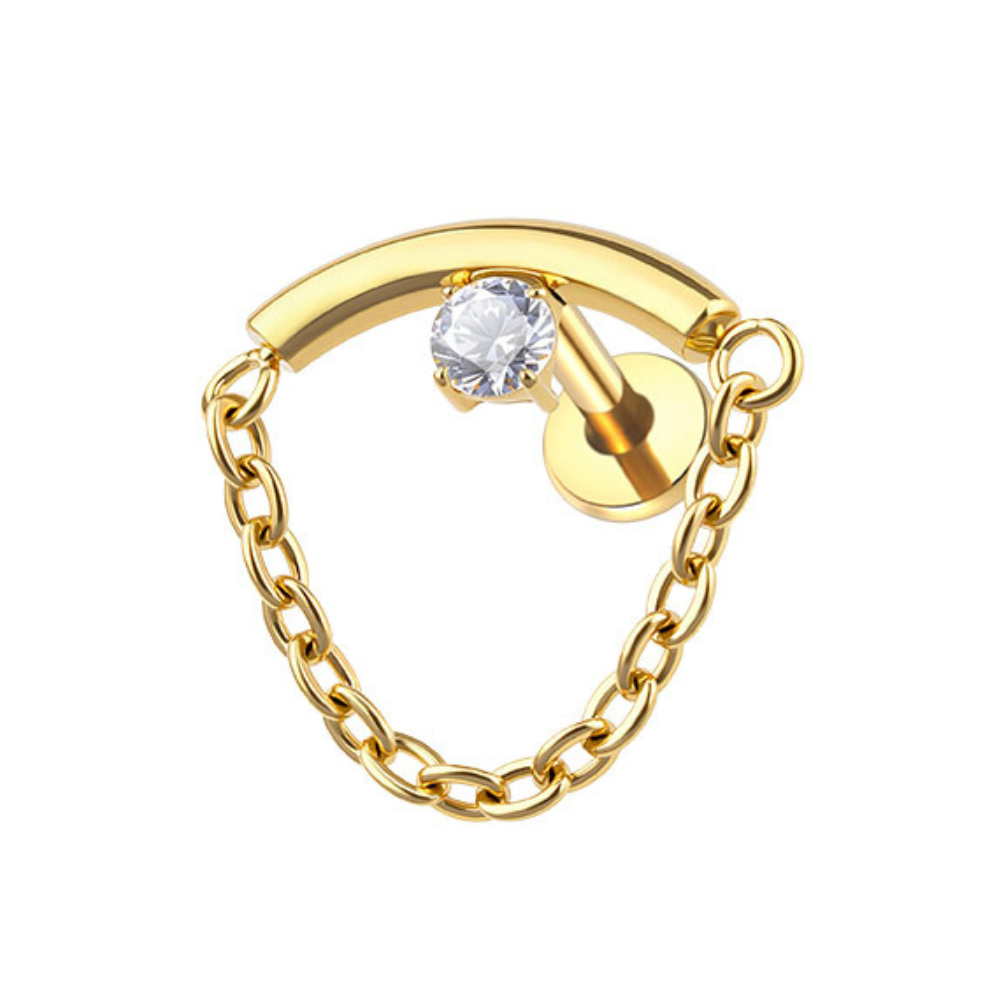 Crystal Chain Flat Back Stud Gold