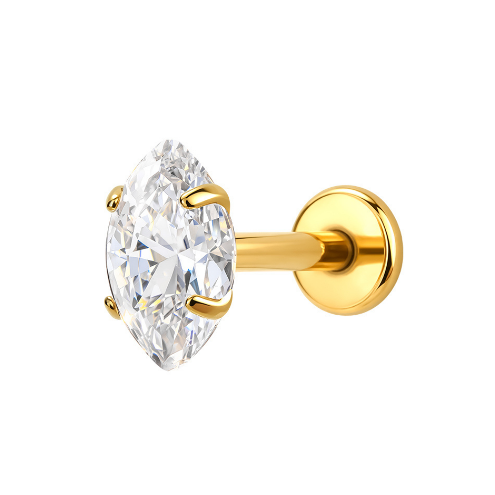 Air Set Marquise Crystal Flat Back Labret Gold