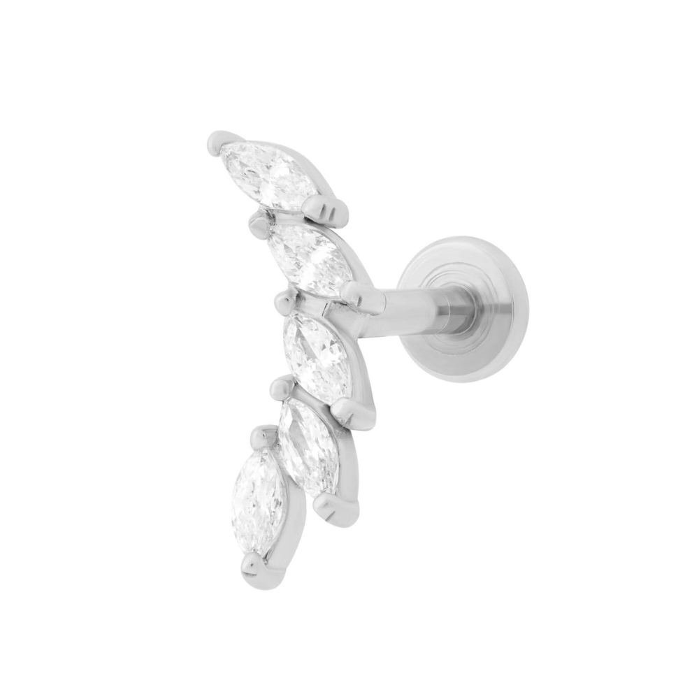 Floral Climber Labret Stud - Silver