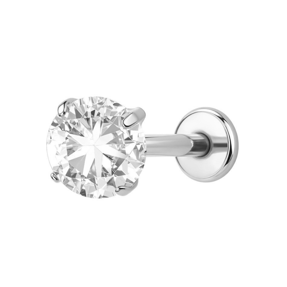 Air Set Crystal Flat Back Labret Silver
