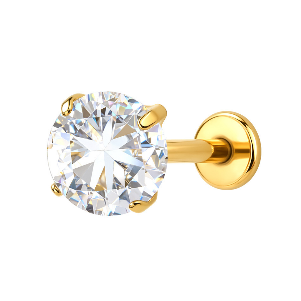 Air Set Crystal Flat Back Labret Gold