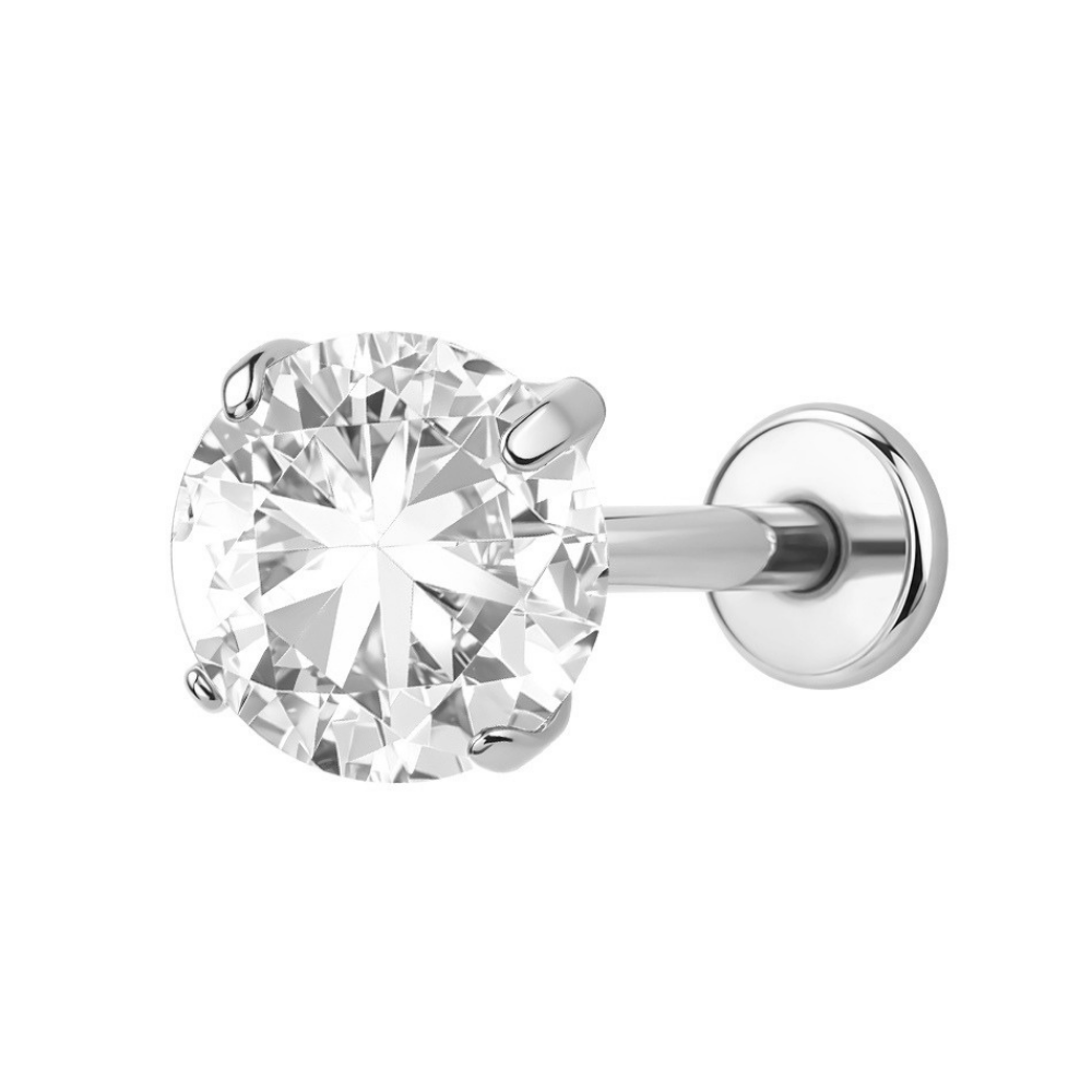 Air Set Crystal Flat Back Labret Silver