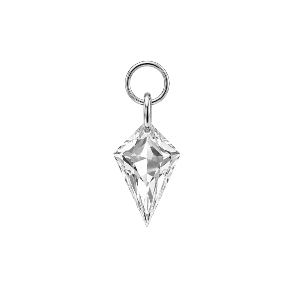 Prism Floating Crystal Charm - Silver