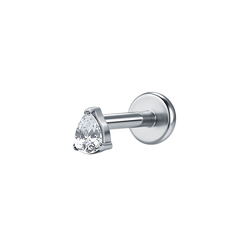 Pear Drop Flat Back Labret Stud Silver