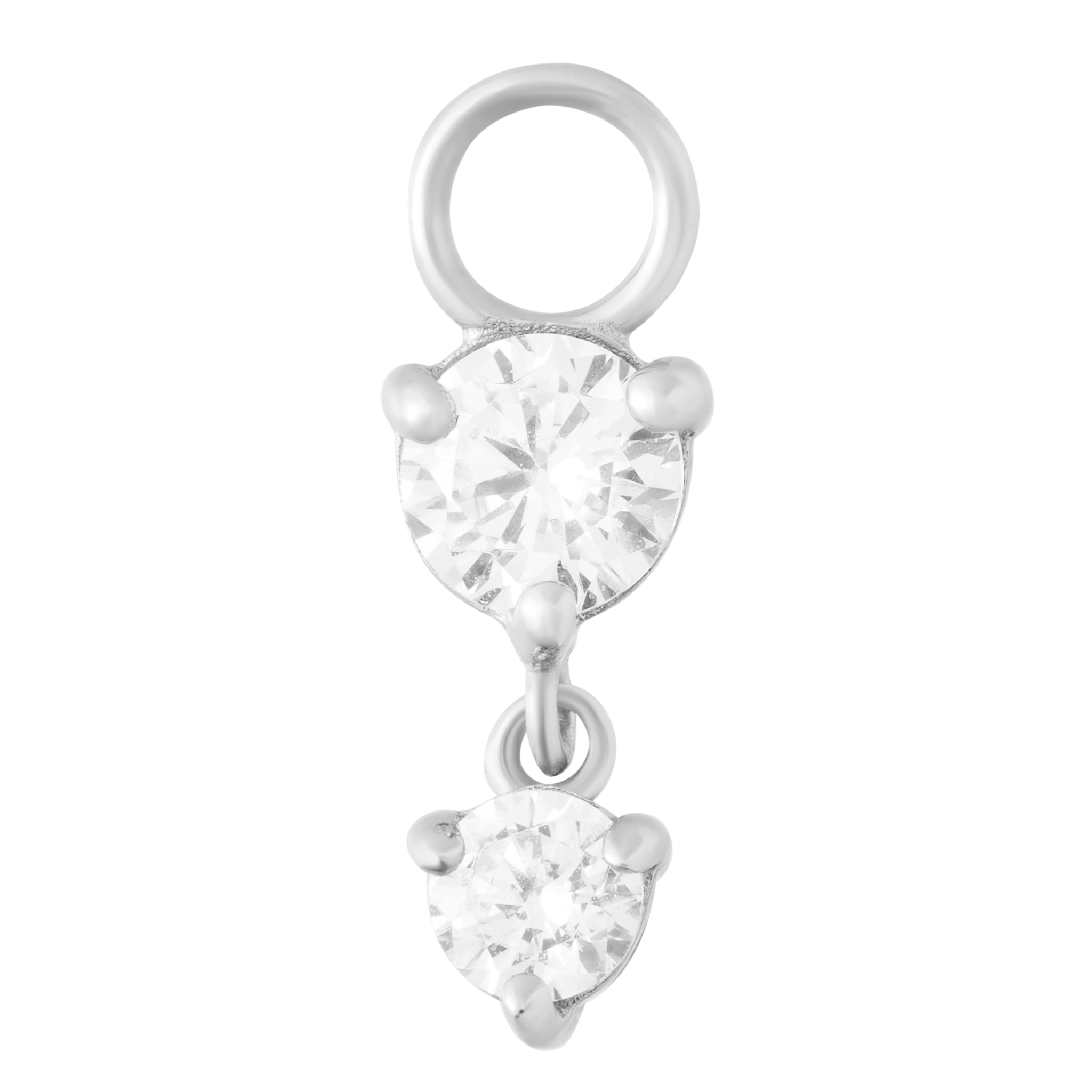 Sparkle Drop Charm - Silver