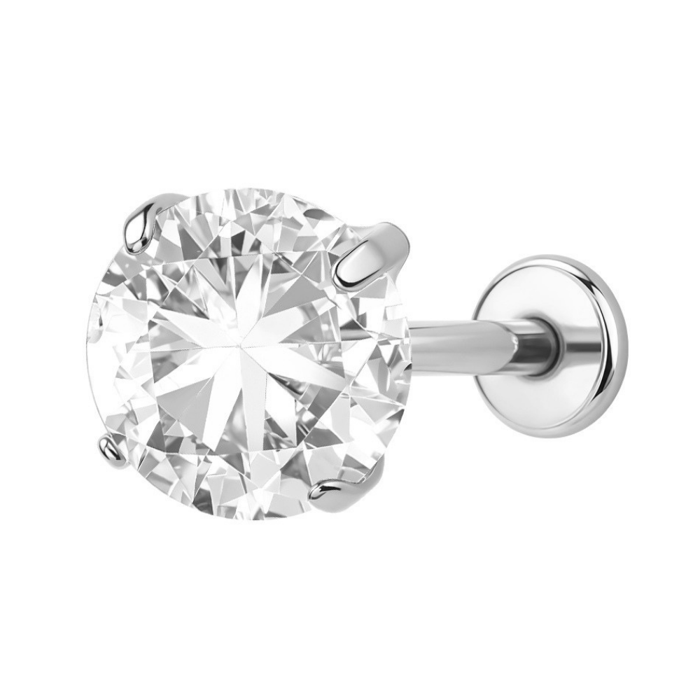 Air Set Crystal Flat Back Labret Silver