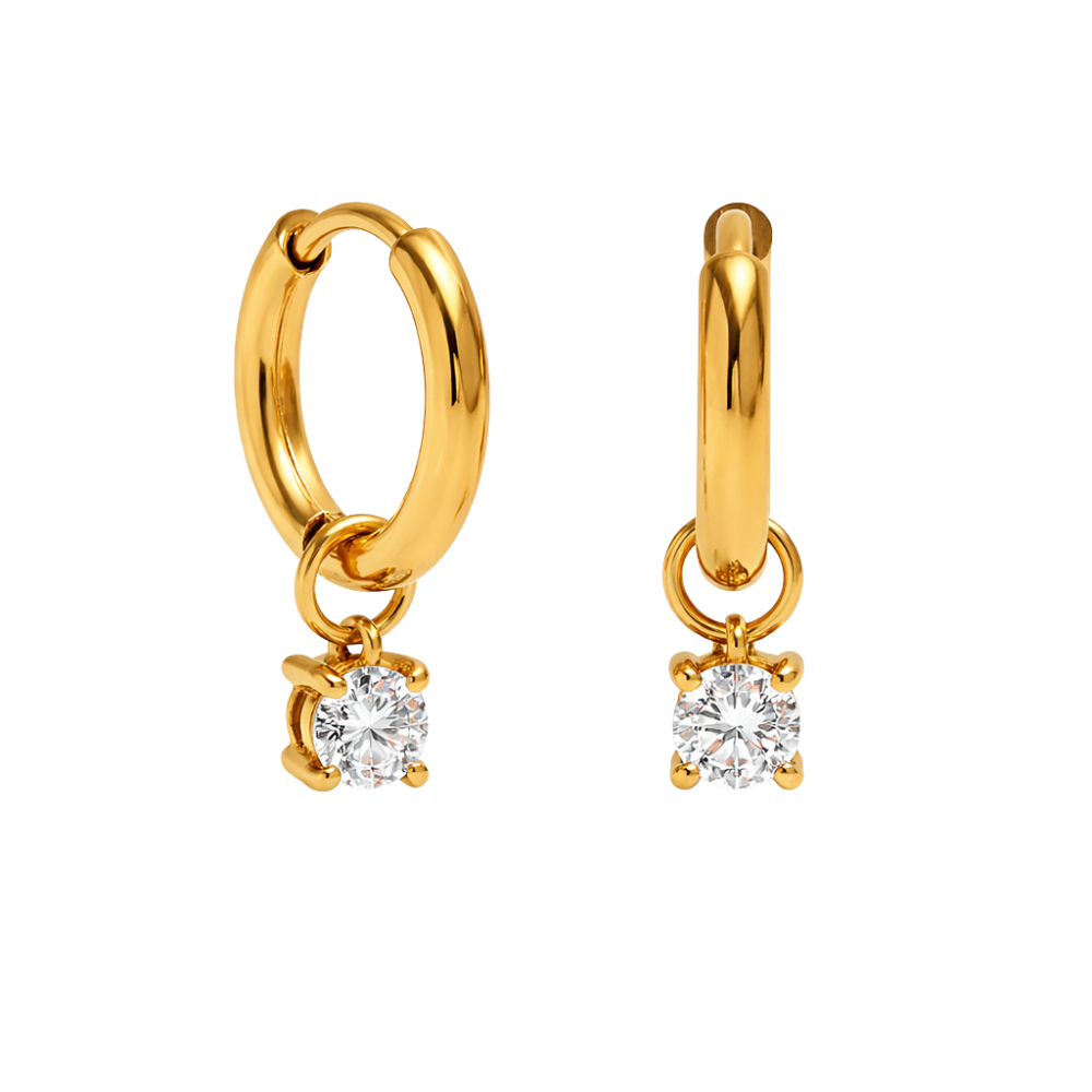 Crystal Drop Huggies Gold