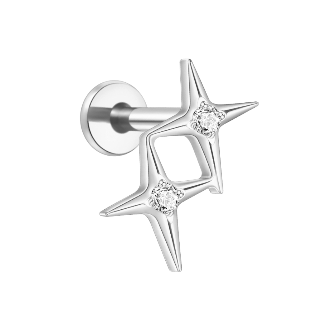 Starcrossed Flat Back Labret Stud Silver