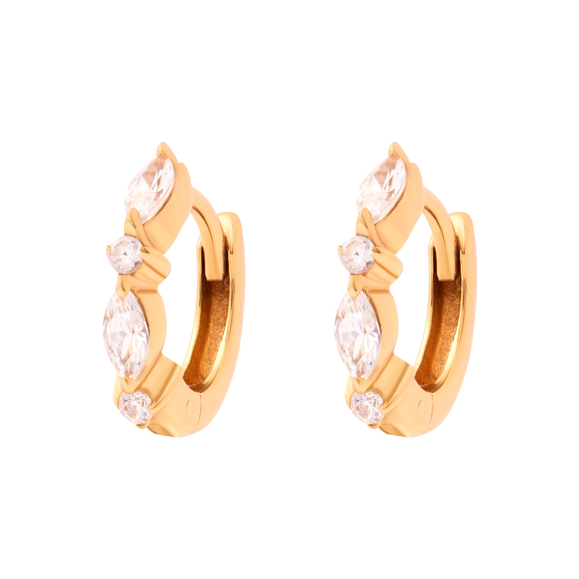 Marquise Cluster Huggies Gold