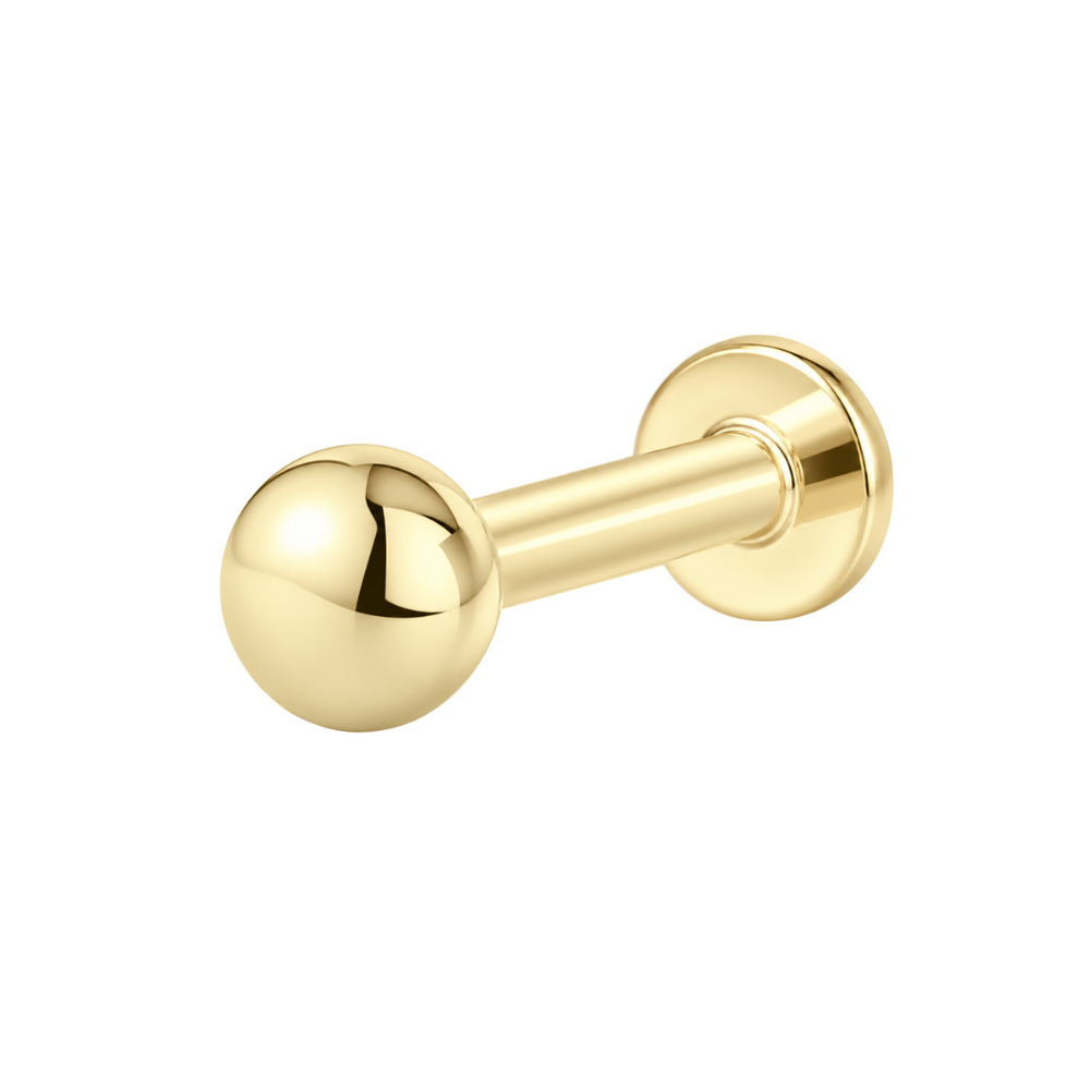 14K Solid Gold Ball Flat Back Stud