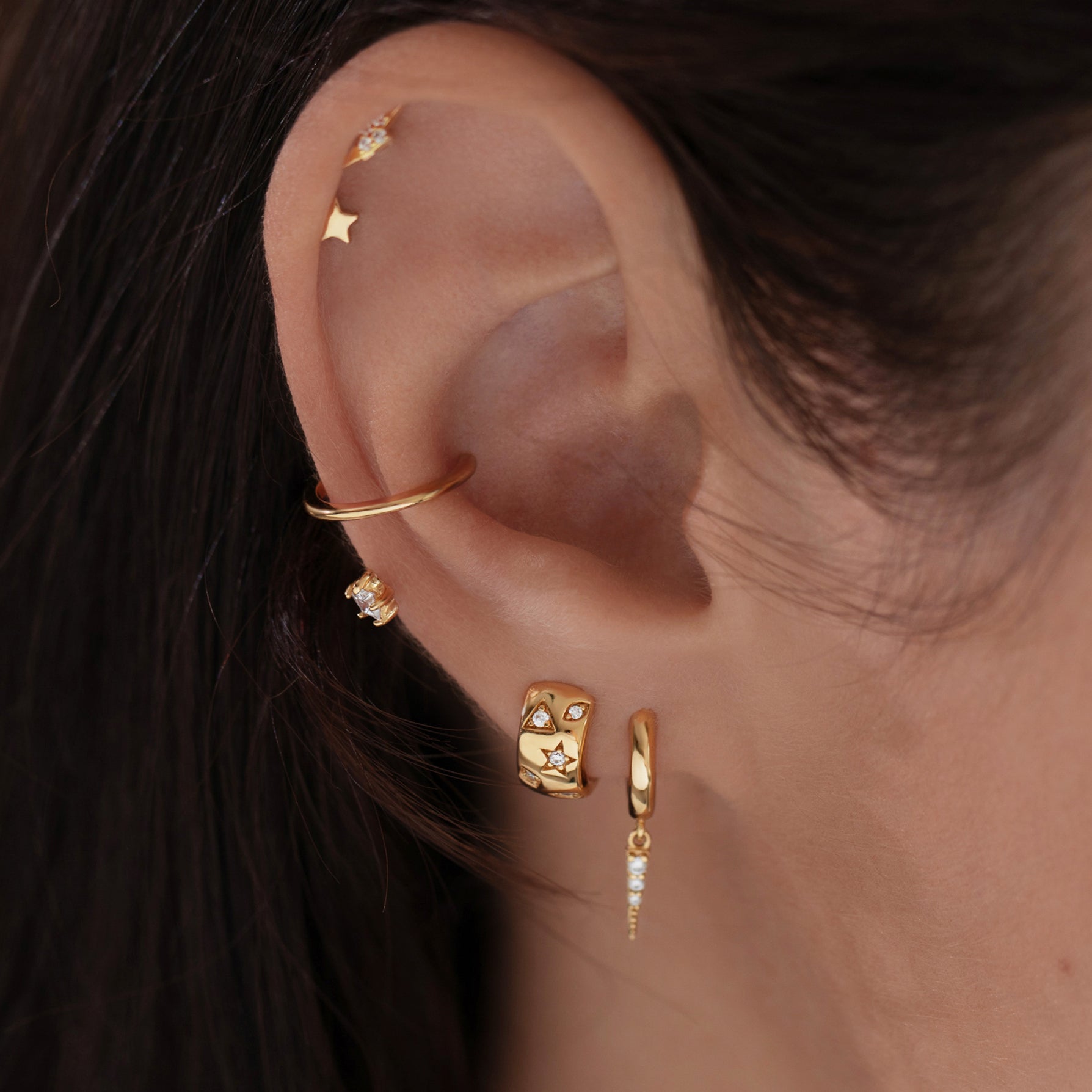 Star Flat Back Labret Stud - Gold