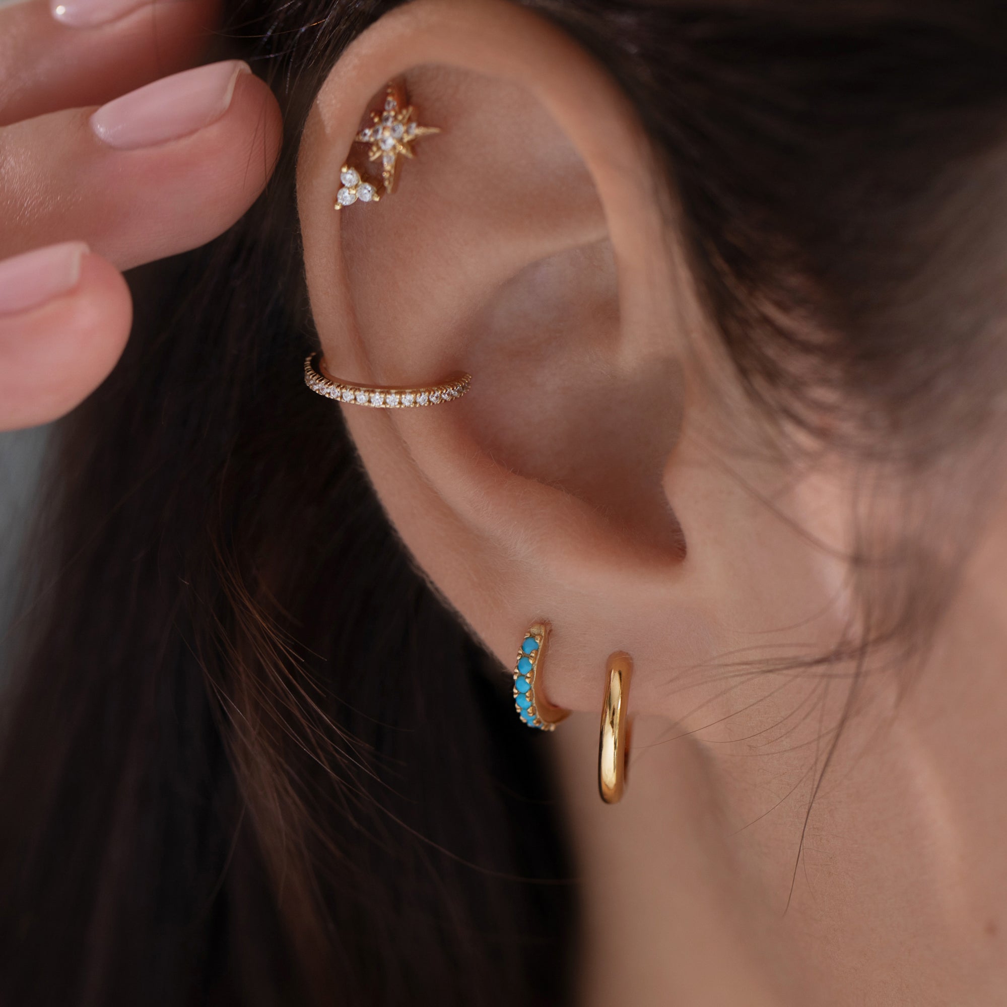 Trinity Flat Back Labret Stud - Gold