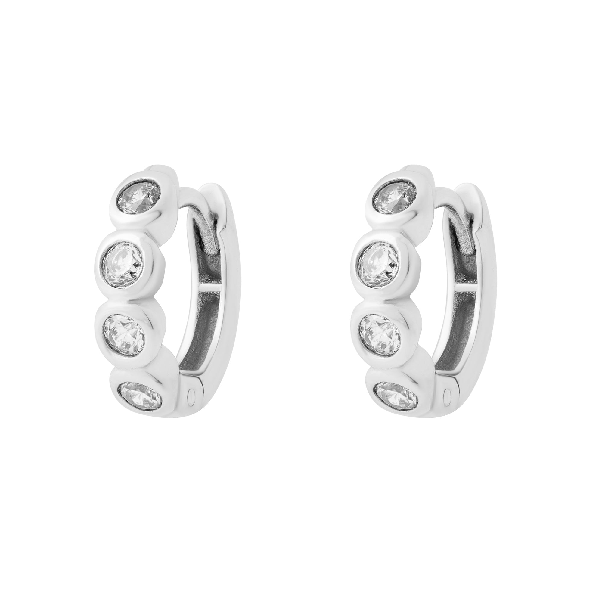 Bezel Huggies - Silver