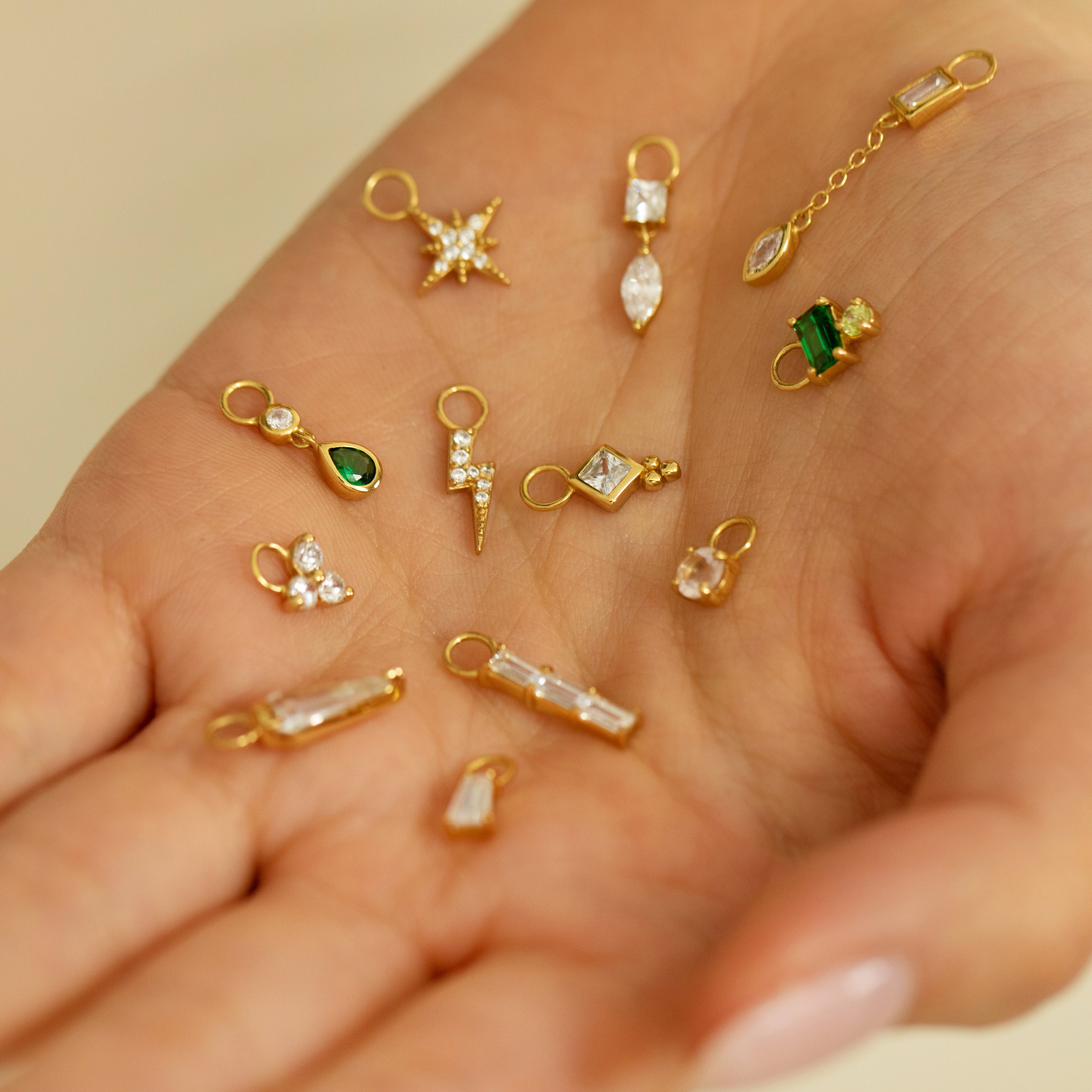 Crystal Drop Chain Charm - Gold