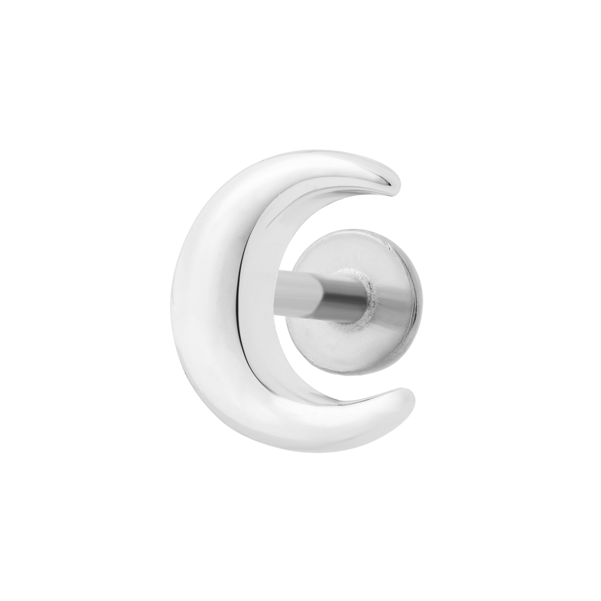 Crescent Flat Back Labret Stud - Silver